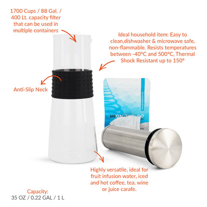 pH Renew Glass Alkaline Water Filter Pitcher