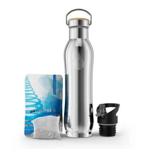 Invigorated Water PH Active Insulated Water Bottle - Stainless Steel Water Bottle - Includes Alkaline Water Filter Plus Bonus Sports Gym Lid - Double